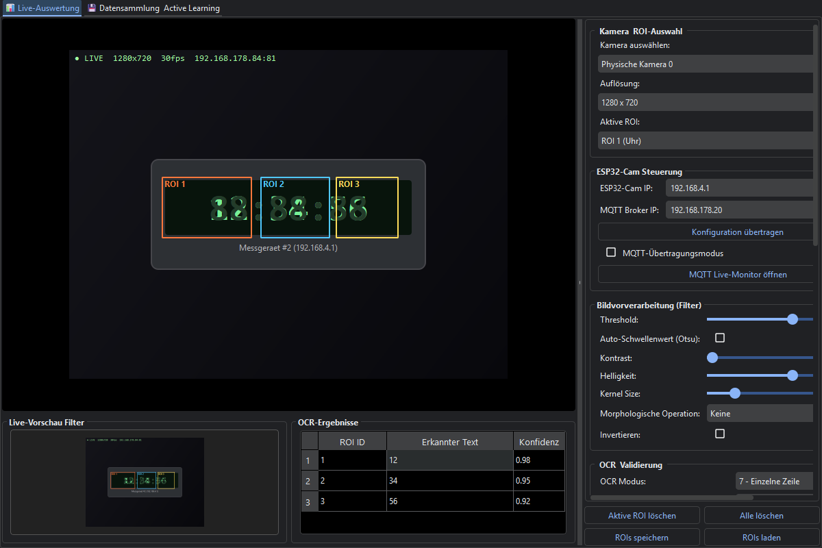 gRemote CV-Dashboard: Live-Auswertung mit Vektor-Overlays und Ergebnis-Tabelle